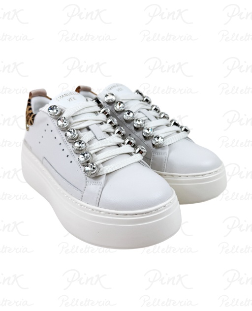 EMANUELLE VEE Bice Sneaker Strass Combi 452P-503-17-P003CB Ivory/Animalie