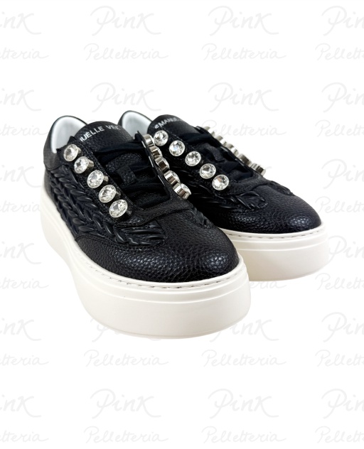EMANUELLE VEE Bice Sneaker Strass Goffrato Combi 452P-503-14-SNGK Black
