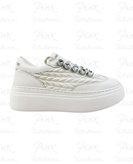 EMANUELLE VEE Bice Sneaker Strass Goffrato Combi 452P-503-14-SNGK Ivory