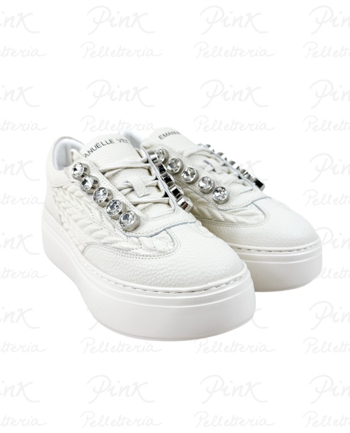 EMANUELLE VEE Bice Sneaker Strass Goffrato Combi 452P-503-14-SNGK Ivory