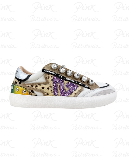 EMANUELLE VEE Olivia Sneaker Strass Combi 452P-500-14-P003CB Multi Tiger