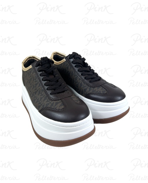 MICHAEL KORS Hayes T Toe Lace Up Sneaker Nappa Leather 43T5HYFS2L200 Brown