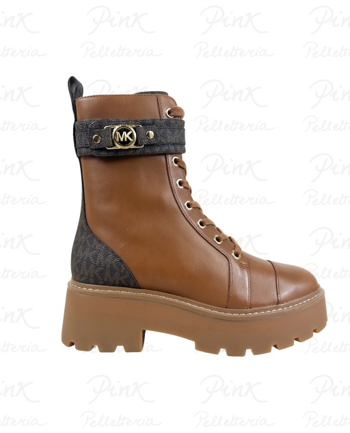 MICHAEL KORS Mandy Lace Up Bootie Vacchetta Leather 40T5MAFE6L227 BrownLuggage