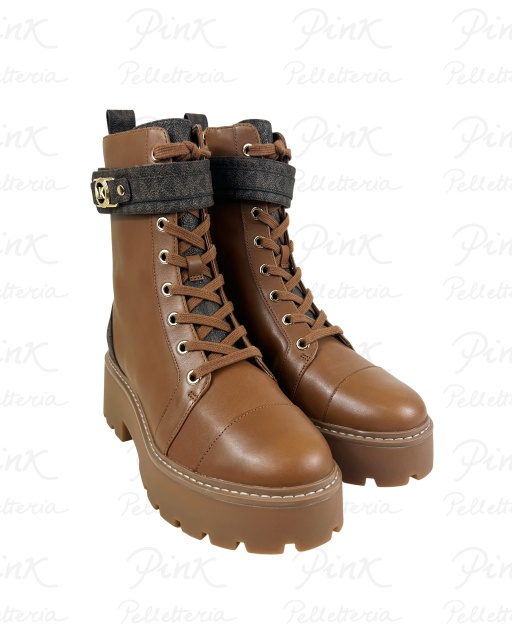 MICHAEL KORS Mandy Lace Up Bootie Vacchetta Leather 40T5MAFE6L227 BrownLuggage