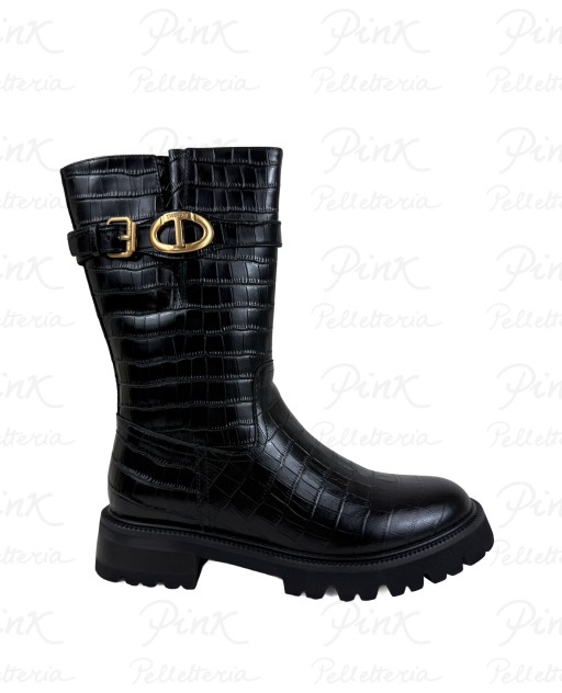 TWINSET Bootie Donna in Pelle 252TCP198-S15877-00006 Nero