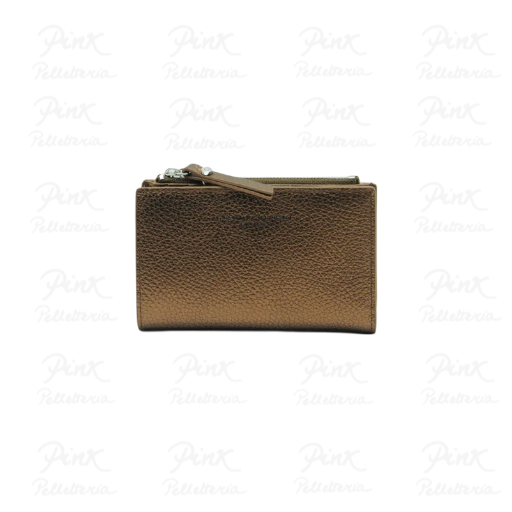 GIANNI CHIARINI Wallet Dollaro Portafoglio Medio c/Zip in Vitello Martellato Metallizato 6003-GRN-LM-14167 Toasted