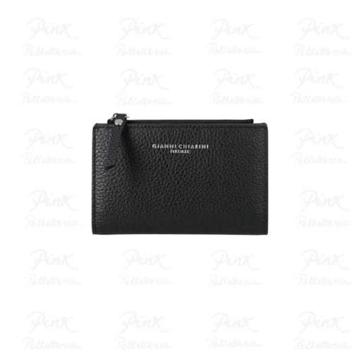 GIANNI CHIARINI Wallet Dollaro Portafoglio Medio c/Zip in Vitello Martellato Micrograna 6003-GRN-001 Nero