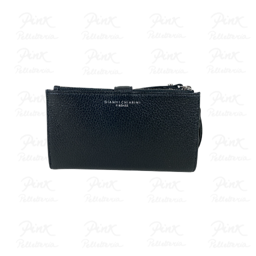 GIANNI CHIARINI Wallet Dollaro Portafoglio P.Cellulare in Vitello Martellato Micrograna 6004-GRN-001 Nero