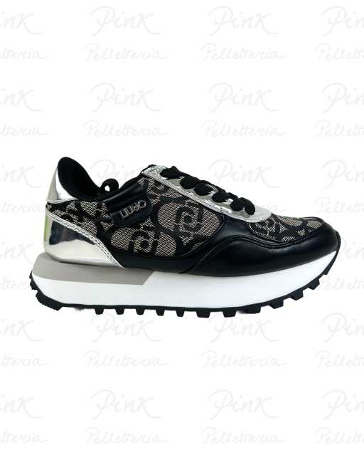 LIU JO Evelyn 915 Sneaker SpreadingMonogram JaquardMirror BF5057EX32201039 BlackSilver