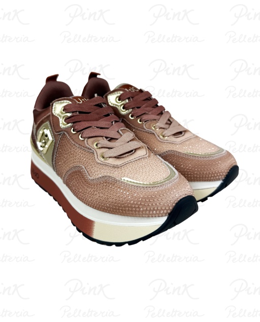 LIU JO Maxi Wonder 01 Sneaker SatinStrass BF5009TX001S3917 Ginger BreadMilk