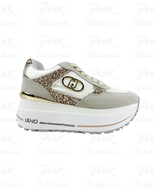 LIU JO Maxi Wonder Plus 01 Sneaker Cow SuedeNylonGlitter BF5011PX078S3834 RopeMilk
