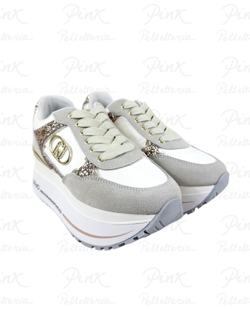 LIU JO Maxi Wonder Plus 01 Sneaker Cow SuedeNylonGlitter BF5011PX078S3834 RopeMilk
