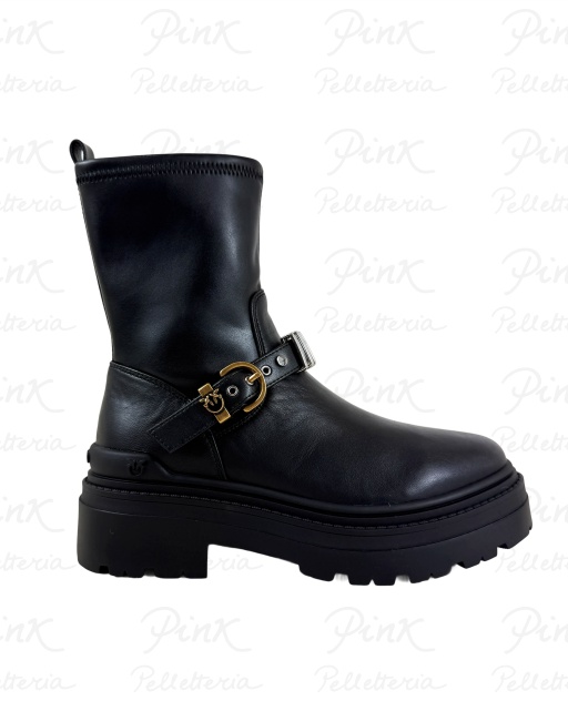 PINKO Mia 27 Ankle Boot Calf LeatherStretch Spreading SD0447P061Z99 Black