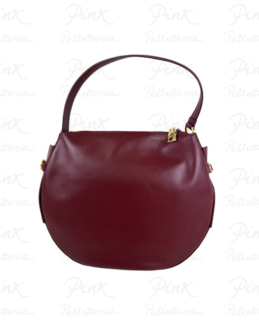 BORBONESE Bridle Borsa Hobo Medium Vitello NappatoAgnello Smerigliato st. 91010103AU5-027 Merlot