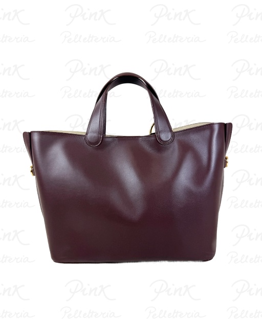 BORBONESE Bridle Borsa Shopping Medium Vitello NappatoAgnello Smerigliato st. 91010104AU5-069 CastanoMushroom