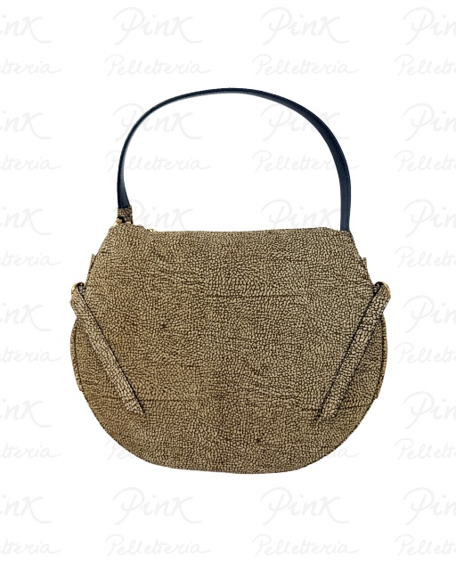 BORBONESE Camoscio Op Borsa Hobo Medium Agnello Smerigliato st. 91010103684-306 Op Naturale
