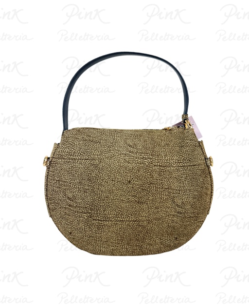 BORBONESE Camoscio Op Borsa Hobo Medium Agnello Smerigliato st. 91010103684-306 Op Naturale