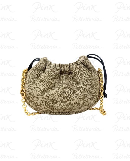 BORBONESE Camoscio Op Borsa Hobo Small Agnello Smerigliato st. 91010115684-306 Op Naturale