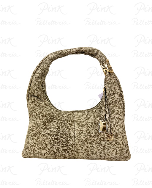 BORBONESE Camoscio Op Borsa Hobo Small Agnello Smerigliato st. 91010124684-306 Op Naturale
