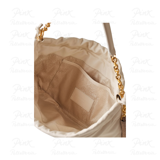 BORBONESE Coquille Borsa Hobo Medium Agnello/Agnello Smerigliato st. 91010116Q58-042 Alabastro/Mushroom - immagine 3