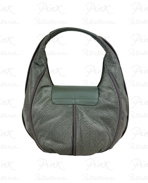 BORBONESE Cottage Borsa Hobo Medium Tess. Ricic. st OpVitello 91010120AJ0-011 Alloro