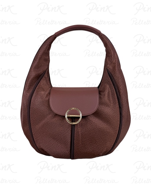 BORBONESE Cottage Borsa Hobo Medium Tess. Ricic. st OpVitello 91010120AJ0-038 Noisette