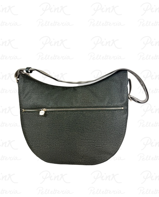 BORBONESE Eco Line Luna Bag Medium Tess. Ricicl. st. OpVitello 934109I15-011 Alloro