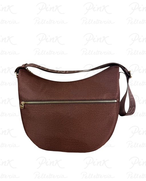 BORBONESE Eco Line Luna Bag Medium Tess. Ricicl. st. OpVitello 934109I15-038 Noisette