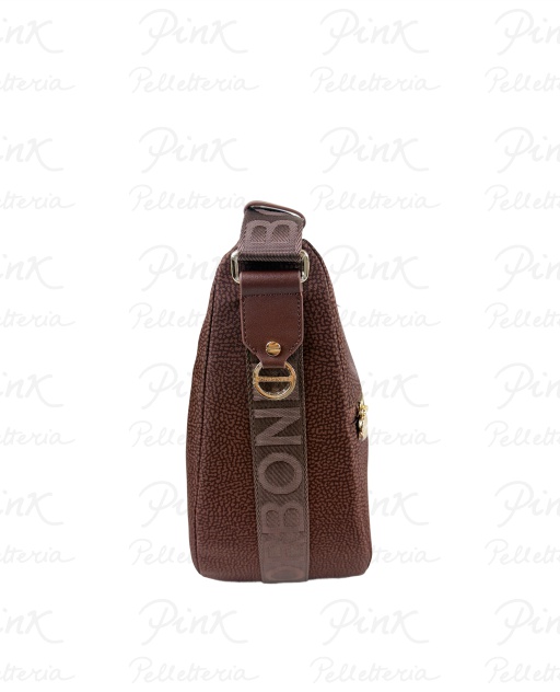 BORBONESE Eco Line Luna Bag Medium Tess. Ricicl. st. OpVitello 934109I15-038 Noisette