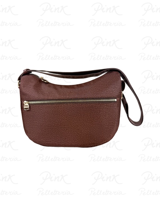 BORBONESE Eco Line Luna Bag Small Tess. Recicl. st. Op/Vitello 934107I15-038 Noisette