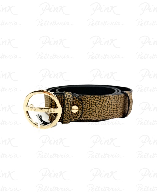 BORBONESE Graffiti Cintura Rev. f.Vite B Tela pu st. SoftVitello st. 901035223-311 Op NaturaleNero