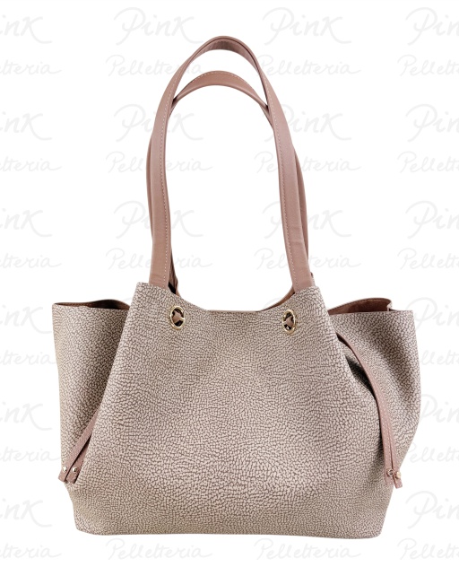 BORBONESE Maree Borsa Shopping Large Tela pu st. Op SoftVitello 910100560098-031 Mushroom