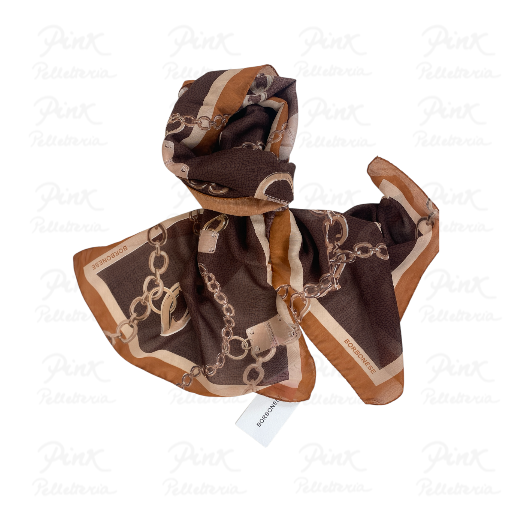 BORBONESE Sciarpa Catene Georgette Misto Seta 910600580135-038 Noisette