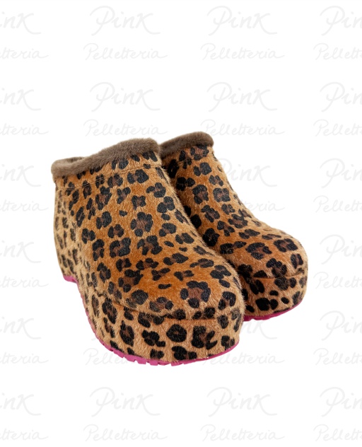 FORNARINA Bubble Sabot Zeppa H10 Leo Animal Brown