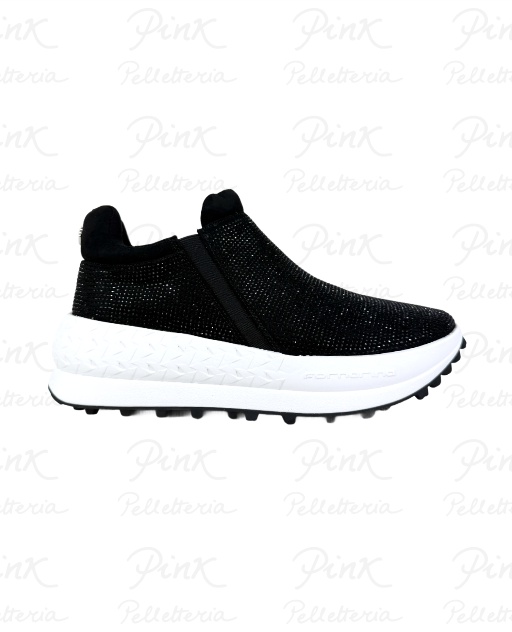 FORNARINA Double Sneaker Strass Black
