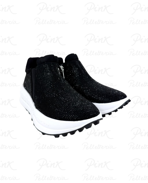 FORNARINA Double Sneaker Strass Black