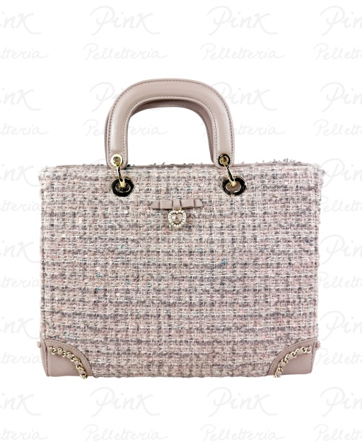 L'ATELIER DU SAC Courmayeur Alienor Handbag 17949-COU-W5B Rose Tweed