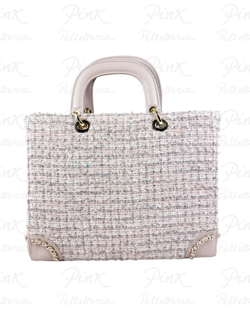 L'ATELIER DU SAC Courmayeur Alienor Handbag 17949-COU-W5B Rose Tweed