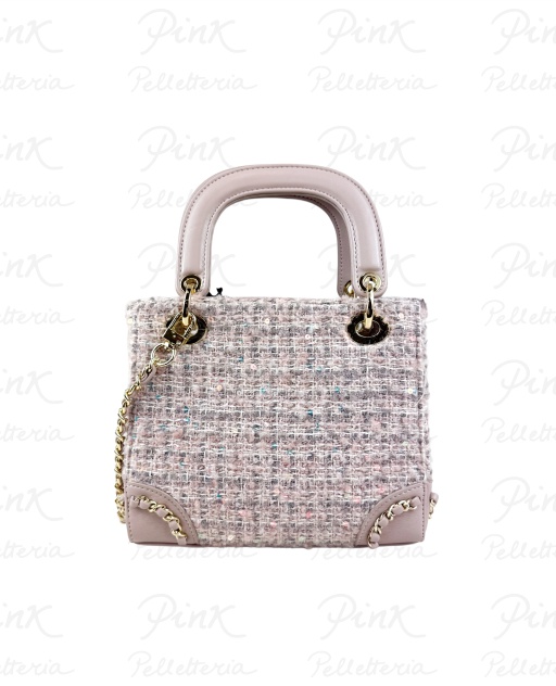 L'ATELIER DU SAC Courmayeur Mini Alienor Handbag 17950-COU-W5B Rose Tweed