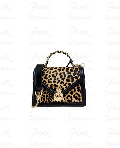 L'ATELIER DU SAC Mirabeau Annie Handbag Leather 17986-MIR-W5M Black e Leopard