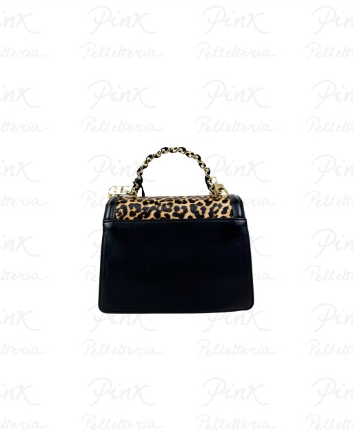L'ATELIER DU SAC Mirabeau Annie Handbag Leather 17986-MIR-W5M Black e Leopard
