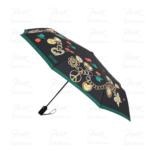 MOSCHINO Charm and Cherries Ombrello Mini Openclose 8990 A Black