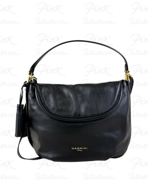 NANNINI Lincon Hobo cTracolla in Pelle 18782 Nero