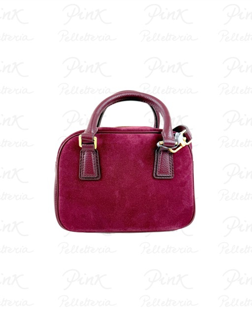 NANNINI Micol Bauletto Piccolo cTracolla in SuedePelle 18702 BordeauxBordeaux