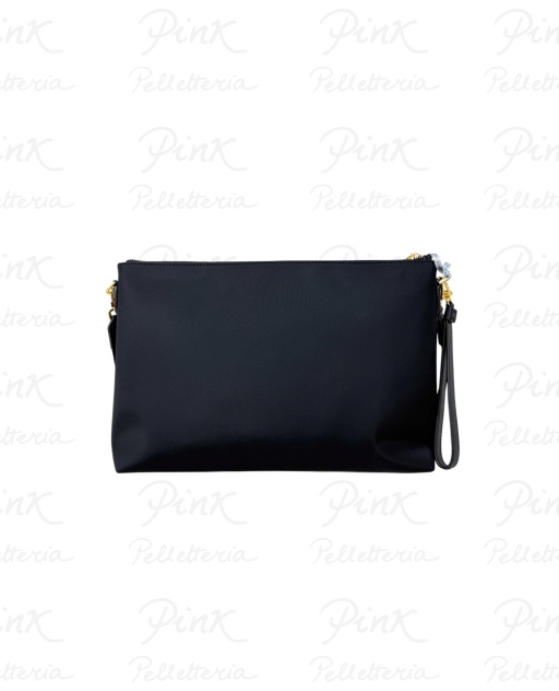 NANNINI Sara Pochette Grande cTracolla in Nylon e Pelle 18456 NeroNero