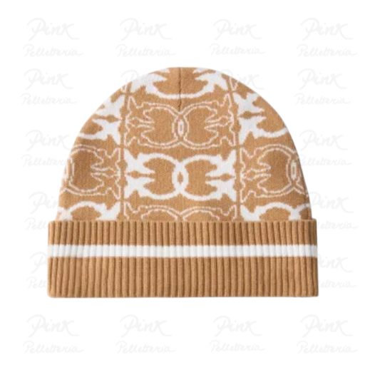 PINKO Bulgaria Beanie Jacquard 105991-A2YO-MZ2 Cammello/Bianco