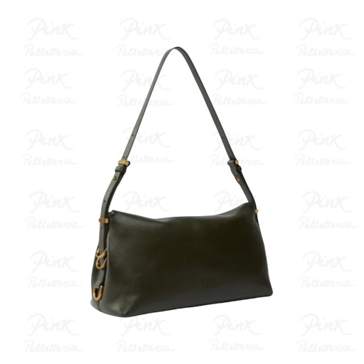 PINKO New Saddle Vitello Morbido 105049-A1ZX-K35Q Verde Fango-Antique Gold - immagine 2