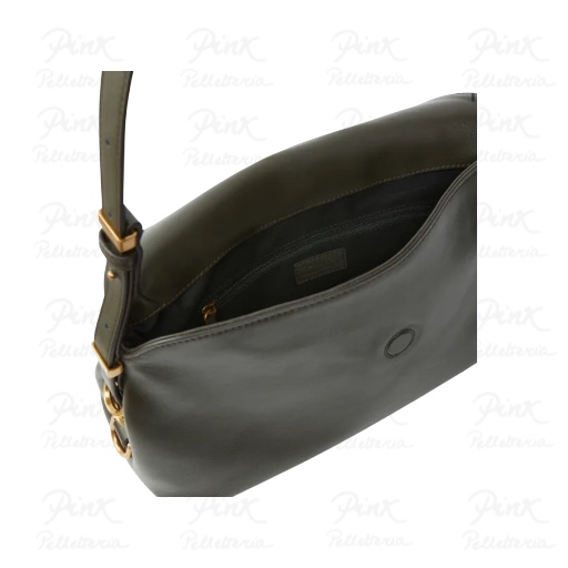 PINKO New Saddle Vitello Morbido 105049-A1ZX-K35Q Verde Fango-Antique Gold - immagine 3