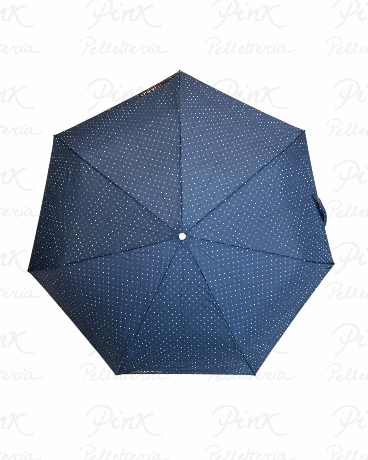 H.DUE.O Ombrello Open Automatico in Tessuto Pois H260BL Blue