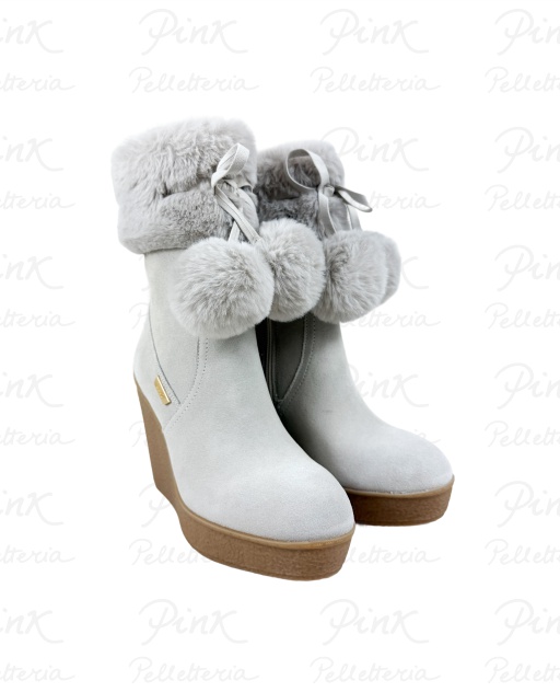 LIU JO Rania 01 Ankle Boot Cow SuedeFur SF5079P0306S1400 Milk